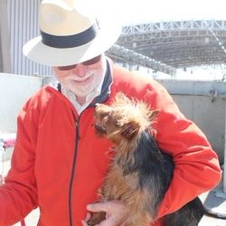 Photo of Dr. William Christensen with one of his dogs.