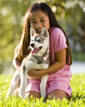 Girl with Husky Puppy