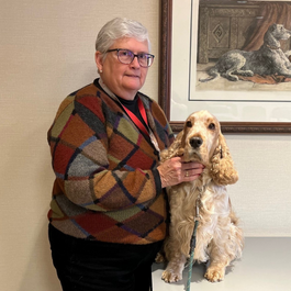 photo of 2022 President's Award recipient Mari-Beth O'Neill with her English Cocker Spaniel
