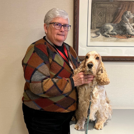 photo of 2022 President's Award recipient Mari-Beth O'Neill with her English Cocker Spaniel 