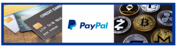 Payment options - credit card, PayPal, cryptocurrency